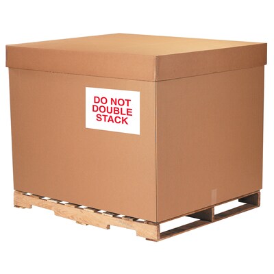 Tape Logic Labels, "Do Not Double Stack", 8 x 10", Red/White, 250/Roll (DL1630)