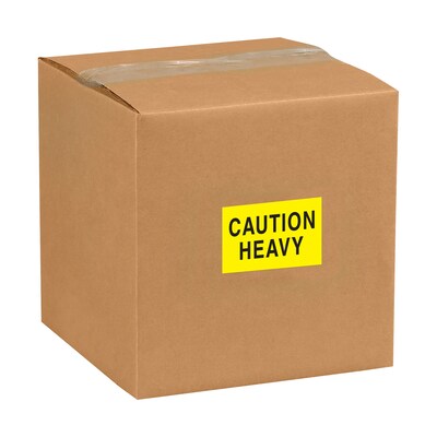Tape Logic Labels, Caution Heavy, 2 x 3, Fluorescent Yellow, 500/Roll (DL1610)