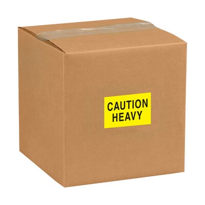 Tape Logic Labels, "Caution Heavy", 2 x 3", Fluorescent Yellow, 500/Roll (DL1610)