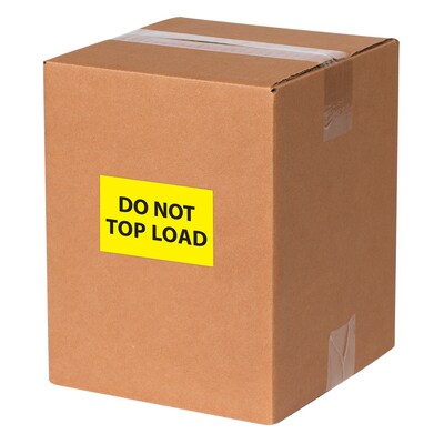 Tape Logic Labels, Do Not Top Load, 2 x 3, Fluorescent Yellow, 500/Roll (DL1620)