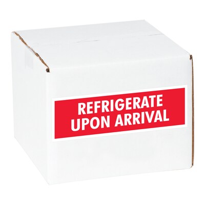 Tape Logic Labels, Refrigerate Upon Arrival, 2 x 8, Red/White, 500/Roll (DL1640)