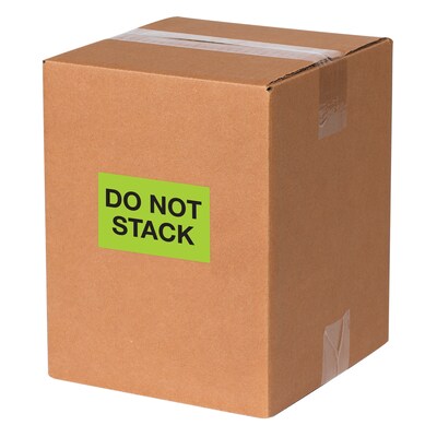 Tape Logic Labels, Do Not Stack, 2 x 3, Fluorescent Green, 500/Roll (DL1619)