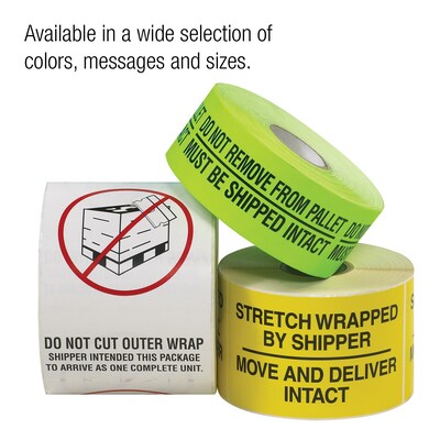 Tape Logic Labels, "Fragile Handle With Care High Claim Value", 3 x 5", Fluorescent Green, 500/Roll (DL1641)