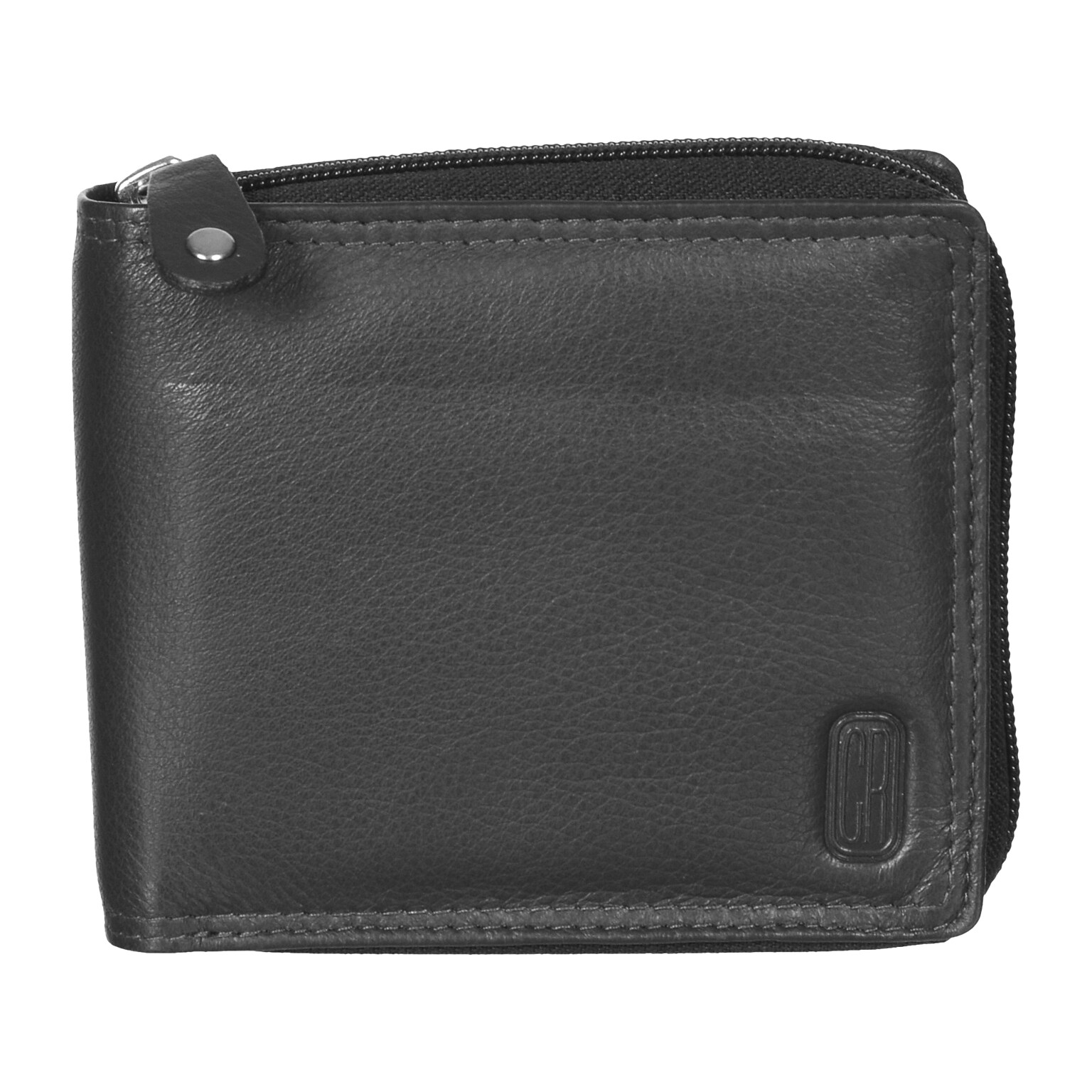 Club Rochelier Winston Leather Zip Billfold Wallet, Black (CRP3300-Blk)