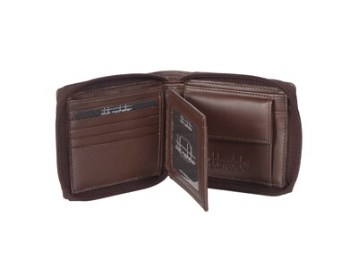 Club Rochelier Winston Leather Zip Billfold Wallet, Brown (CRP3300-Brn)