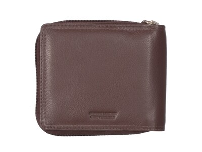 Club Rochelier Winston Leather Zip Billfold Wallet, Brown (CRP3300-Brn)