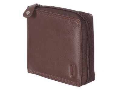 Club Rochelier Winston Leather Zip Billfold Wallet, Brown (CRP3300-Brn)