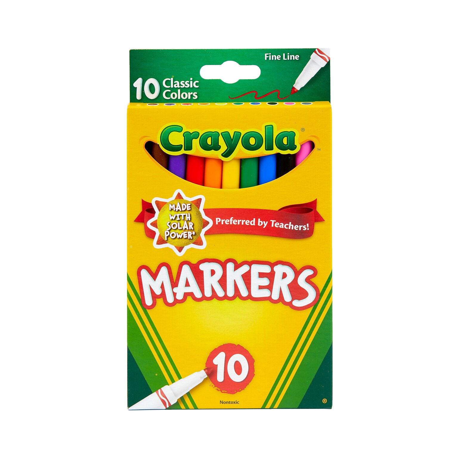 Crayola Classic Kids Markers, Fine Point, Assorted, 10/Pack (58-7726)