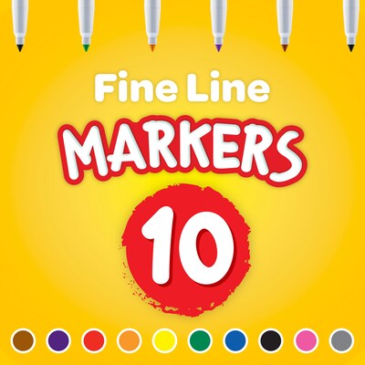 Crayola Classic Kid's Markers, Fine Point, Assorted, 10/Pack (58-7726)