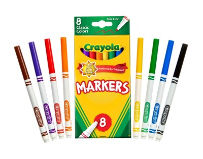 Crayola Kid's Markers, Fine, Assorted Colors, 8/Box (58-7709)