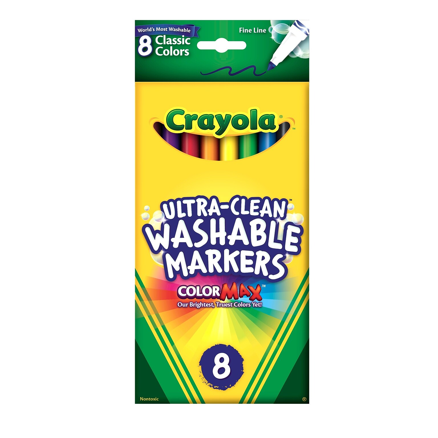 Crayola Classic Kids Markers, Fine Point, Assorted, 8/Pack (58-7809)