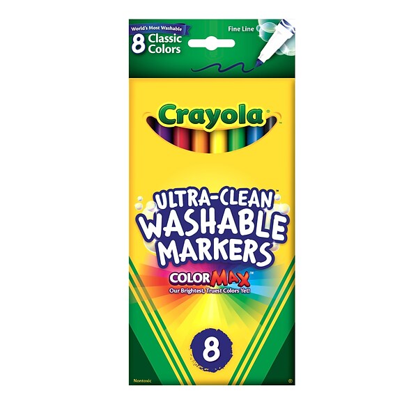 Crayola Washable Markers, Broad Point, Classic Colors, 8/Pack 58-7808
