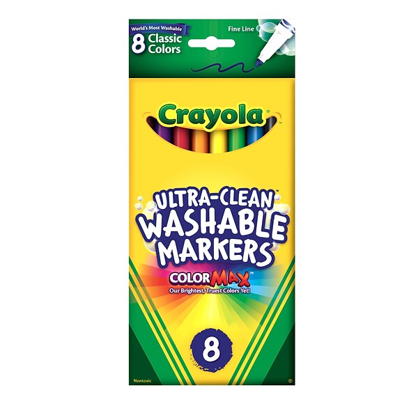 Crayola Classic Kids Markers, Fine Point, Assorted, 8/Pack (58-7809)