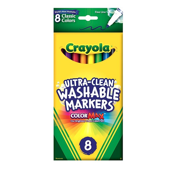 Crayola Classic Kid's Markers, Fine Point, Assorted, 8/Pack (58