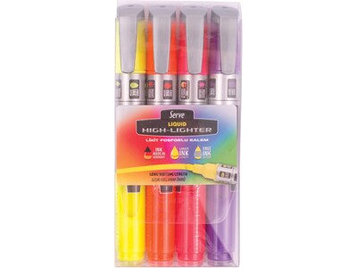 Serve Liquid Highlighters, Chisel Tips, Assorted Colors, 4/Pack (SV-LKTFB4KRPA)