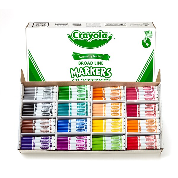 Crayola Ultra-Clean Washable Markers, Wedge Tip, Assorted, 8/Pack (58-7808)