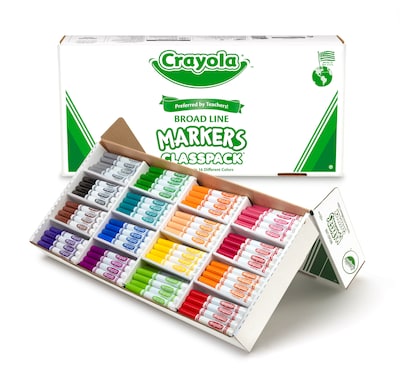 Crayola Classpack Non-Washable Markers, Fine, Assorted Colors, 200/Pack  (58-8210)