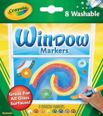 Binney & Smith Crayola Washable Window Markers, Conical Tip, 8/Pack