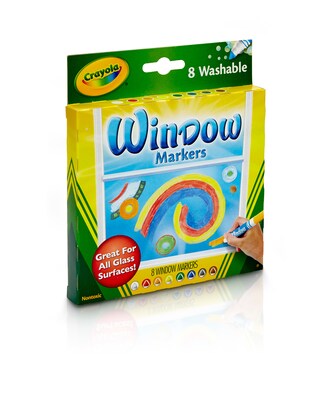 Binney & Smith Crayola Washable Window Markers, Conical Tip, 8/Pack