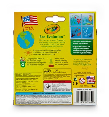 Crayola Washable Window Markers, Conical Tip, 8/Pack (58-8165)