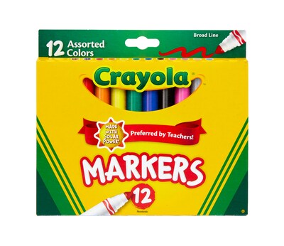 Crayola Kid's Markers, Broad Line, Assorted Colors, 12/Box (58-7712)