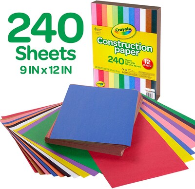 Crayola 12 Colors! Construction Paper, 12" x 9", Assorted Colors, 240/Carton (993200)
