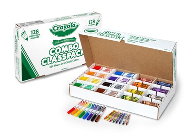 Crayola Combo Classpack Kids Crayon/Marker Set, Broad, Assorted Colors, 256/Carton (52-3349)