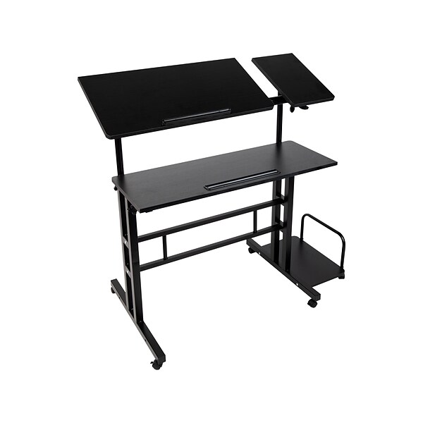 Mind Reader 30 - 44 Particle Board Adjustable Desk, Black (SDROLLXL-BLK)