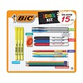 BIC School Kit Pen, Pencil, and Highlighter Set, Assorted Inks, 15/Pack (WX1ST097-AST)