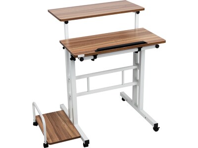 Mind Reader 27 Rolling Standing Desk, Oak/White (SDROLL-OAK)