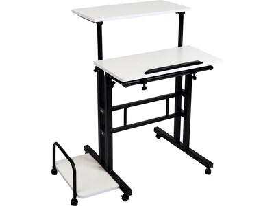 Mind Reader 27 Rolling Standing Desk, White/Black (SDROLL-WHBK)