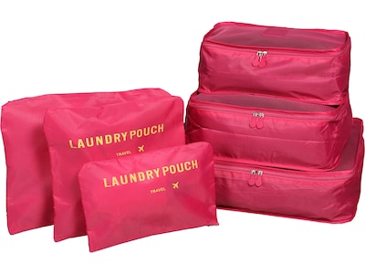 Nicci 6-Piece Fabric Travel Organizer, Rose Red (CBM002L-RSRD)