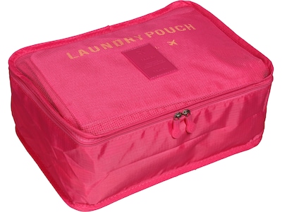 Nicci 6-Piece Fabric Travel Organizer, Rose Red (CBM002L-RSRD)