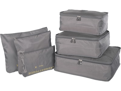 Nicci 6-Piece Fabric Travel Organizer, Gray (CBM002L-Grey)