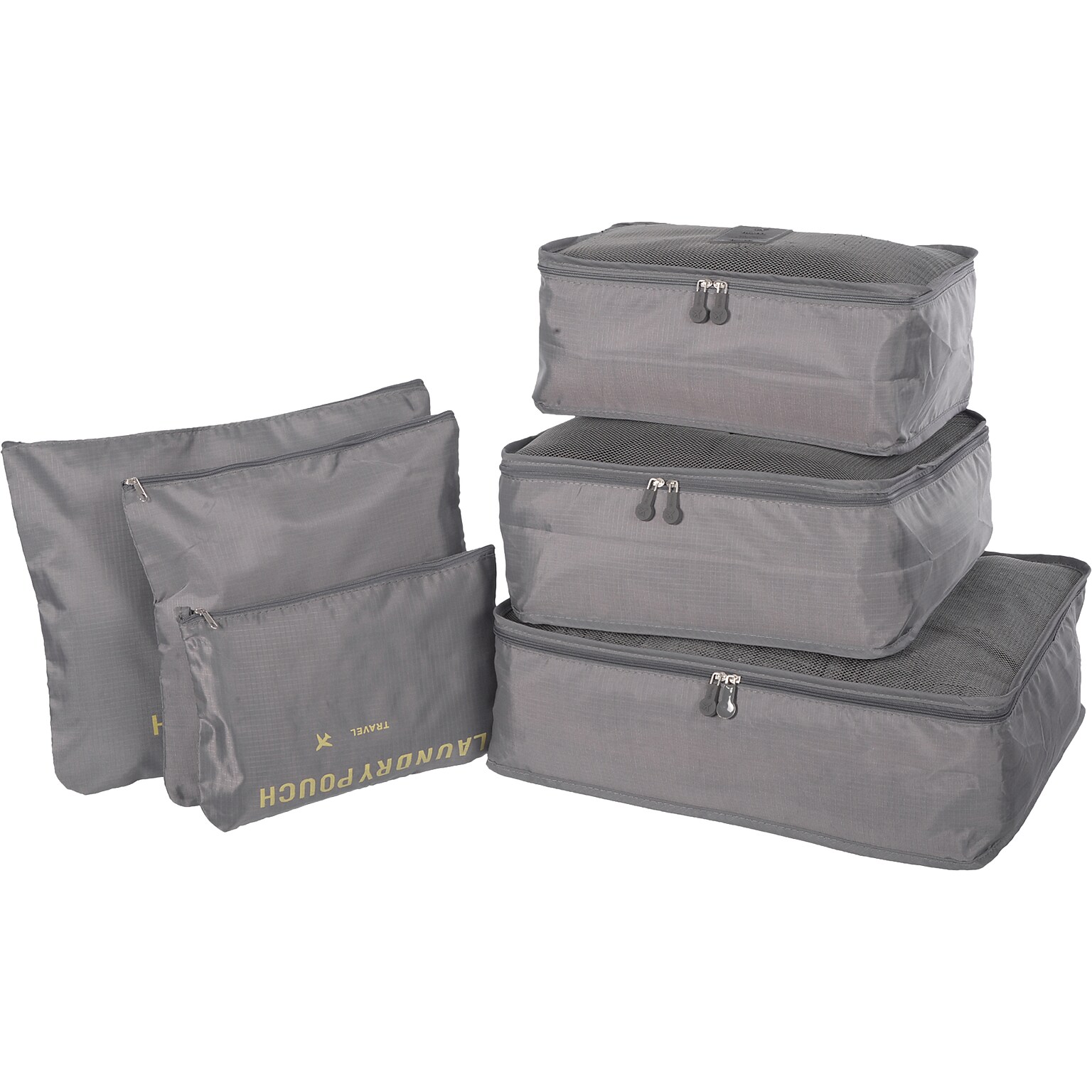 Nicci 6-Piece Fabric Travel Organizer, Gray (CBM002L-Grey)
