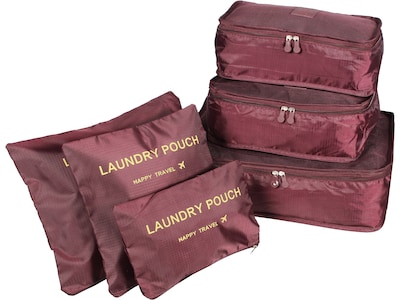 Nicci 6-Piece Fabric Travel Organizer, Wine (CBM002L-WINE)