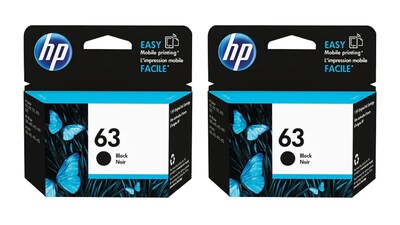 HP 63 Black Ink Cartridge, Standard Yield, 2-Pack