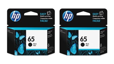 HP 65 Black Ink Cartridge, Standard Yield, 2-Pack