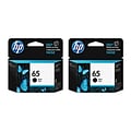 HP 65 Black Ink Cartridge, Standard Yield, 2-Pack