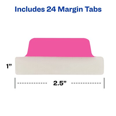 Avery UltraTabs Repositionable Margin Index Tabs, Neons, 24 Tabs/Pack (74767)