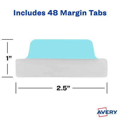 Avery UltraTabs 2.5" x 1" Margin Tabs, Assorted Pastel, 48/Pack (74867)