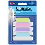Avery UltraTabs Repositionable Margin Index Tabs, Pastels, 24 Tabs/Pack (74769)