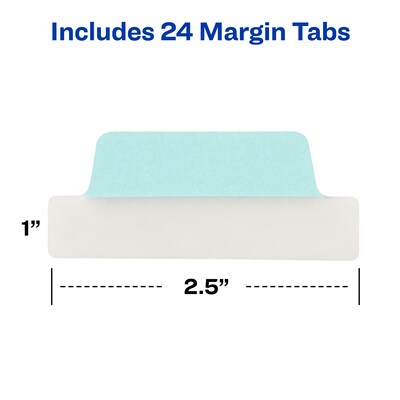 Avery UltraTabs Repositionable Margin Index Tabs, Pastels, 24 Tabs/Pack (74769)