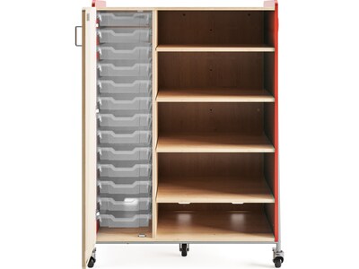 Safco Whiffle Typical 4 60" x 43" Particle Board Triple-Column Mobile Storage, Red (3924RED)
