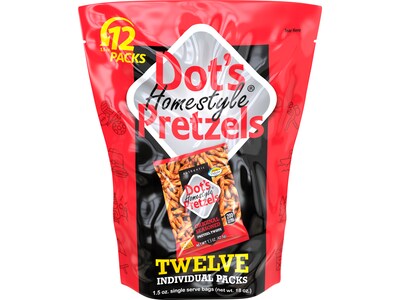 Dots Homestyle Original Pretzels Twists, 18 oz. Bags, 12 Bags/Box (DDP00850)