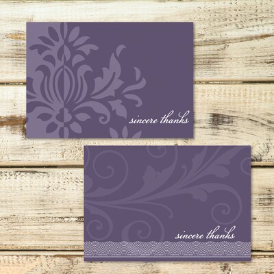Great Papers Amethyst Flourish Matte Personal Thank You Notecards, Purple, 24/Pack (2013273)
