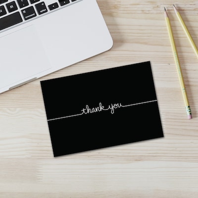 Great Papers Grace Matte Personal Thank You Notecards, Black, 50/Pack (2015072)