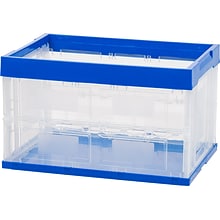 Iris 52.83 Qt. Open Lid Collapsible Storage Crate, Clear/Blue (100711)