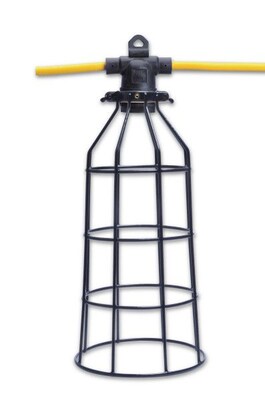 Designers Edge 100 foot cord Temporary Light, Six 105 watt fluorescent lampholders with metal guards, Yellow (075198802)
