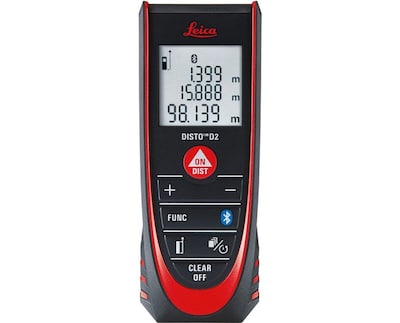 Leica DISTO D2 New 330 ft Laser Distance Measure with Bluetooth 4.0, Black/Red (LEI838725)